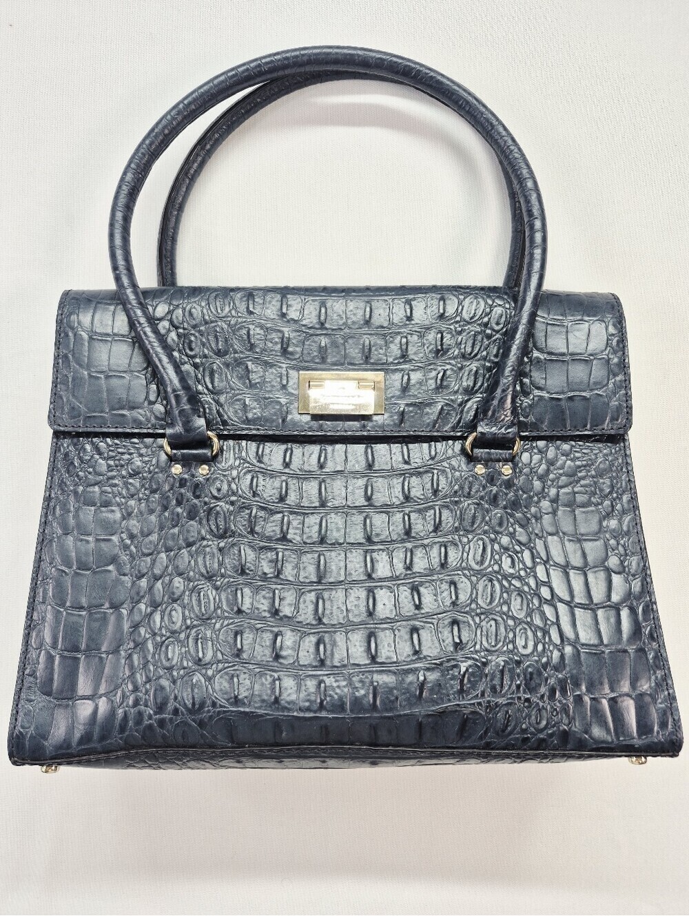 Kate Spade Orchard Valley Sinclair Croc Leather Shoulder Bag Navy